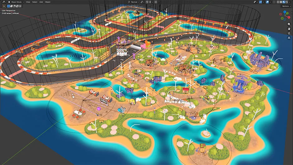 The island authored in Blender