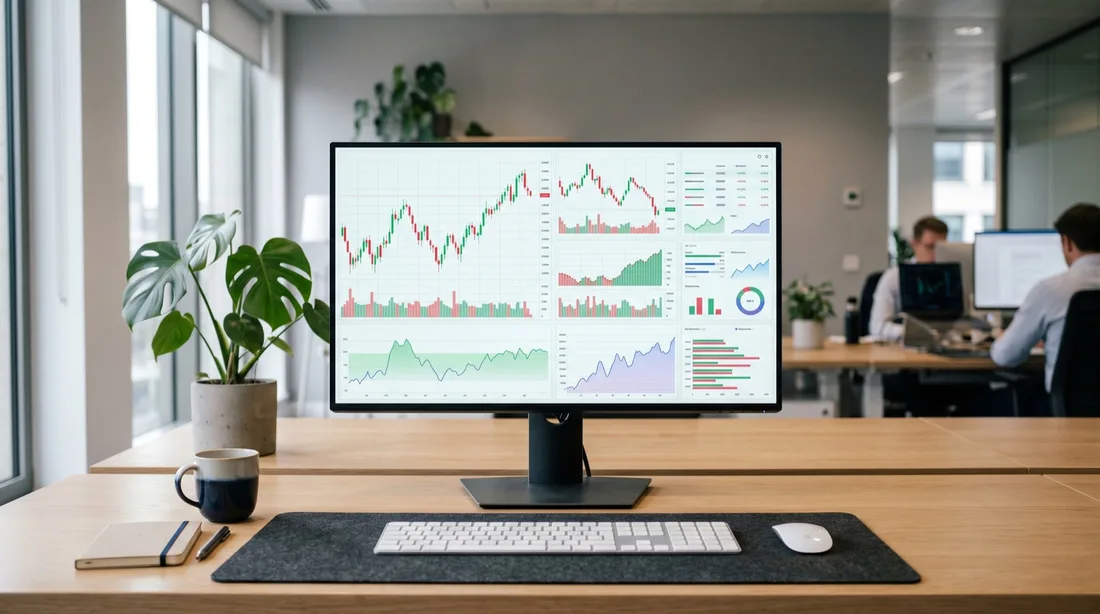 Financial markets dashboard on a screen