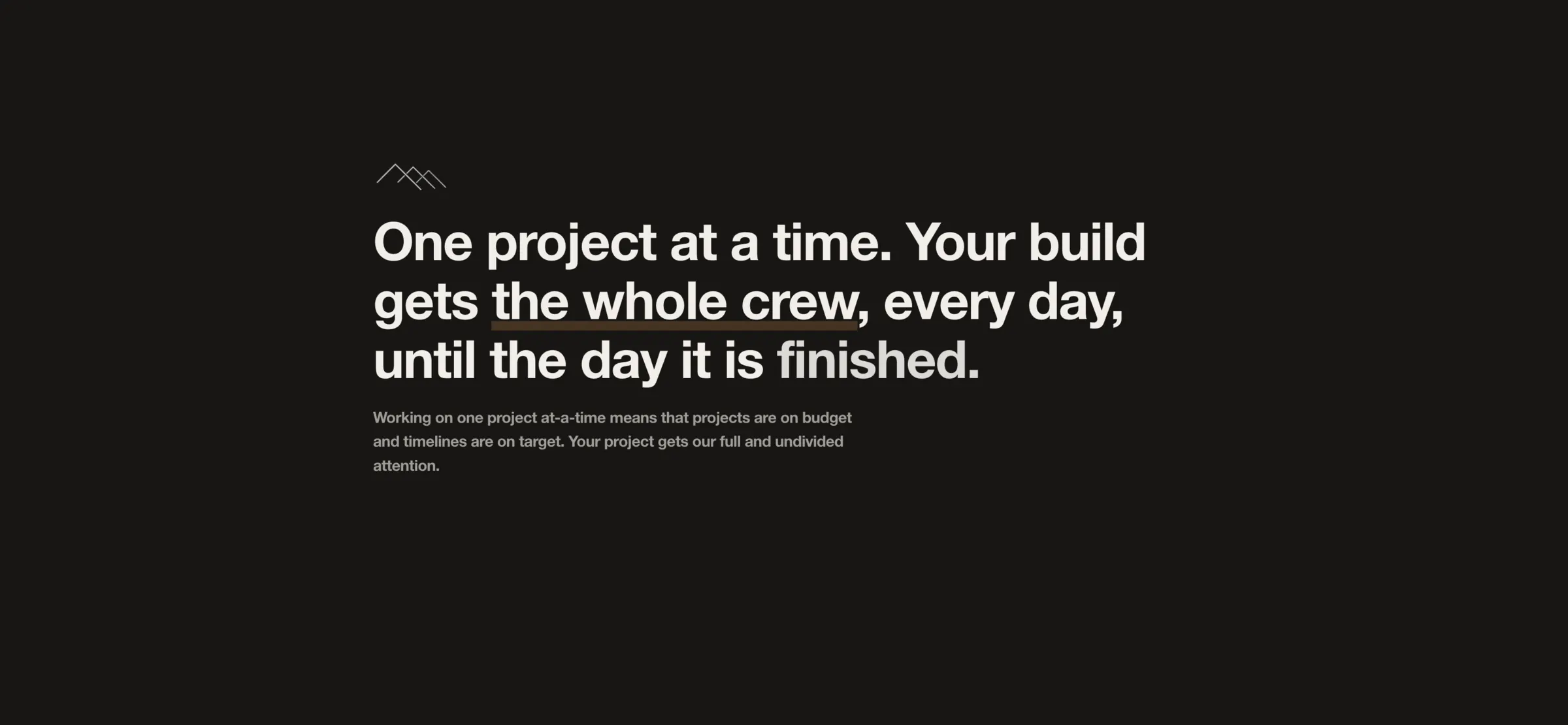 Lamacraft’s one-project-at-a-time promise, set on black.